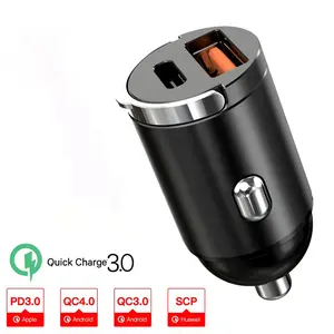 铝锌合金100W PD USB C型汽车充电器QC 3.0 4.0通用电话迷你快速充电汽车适配器双端口