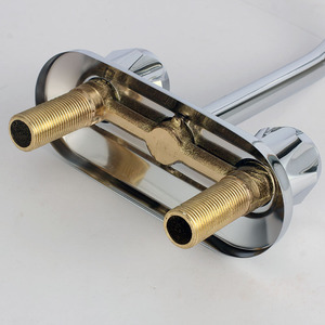 Grifo de lavabo de cobre con 2 manijas, válvula mezcladora de montaje en cubierta, 4 orificios centrales - Product Image 4