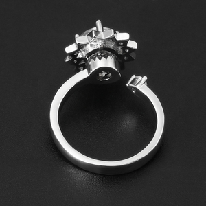 Bague ajustable et rotative en moissanite tournesol 1 carat 6,5 mm ronde D VVS1 plaqué or 18 carats, bijoux de mariage pour femmes, vente en gros personnalisée - Product Image 3