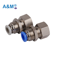 Laiton nickelé personnalisé Pmf Buckhead femelle connecteur droit Tube rapide raccords pneumatiques pièces pneumatiques