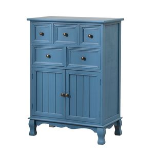 <span class=keywords><strong>Commode</strong></span> à 5 tiroirs en bois massif, armoire de rangement de style américain pour chambre à coucher, salon, buffet avec étagères - Product Image 5