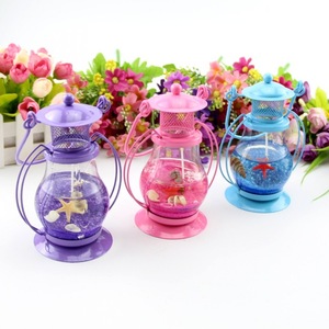 Lanterne en verre colorée, porte-bougie rond en fer forgé, écologique, cadeau de la Saint-Valentin, décoration - Product Image 3