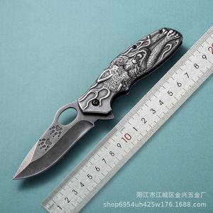 Navaja plegable de acero inoxidable con cabeza de lobo para dropshipping en Shopify, navaja de bolsillo multiusos EDC táctica de supervivencia para camping y actividades al aire libre. - Product Image 5