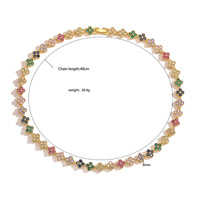 Parure de bijoux Trèfle à quatre feuilles en cuivre plaqué or 18 carats avec zircon, collier et bracelet fleur, style luxe léger