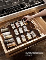 Organisateur d'épices en bois d'acacia, lot de 4 inserts de tiroir, support à assaisonnements en noyer pour rangement de cuisine et organisation des épices