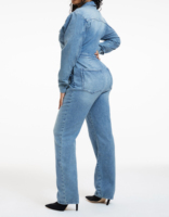 Combinaisons en jean grande taille pour femmes, combinaison en denim à boutons devant, salopette en denim pour femmes, combinaison en jean ample, combinaison cargo en jean grande taille