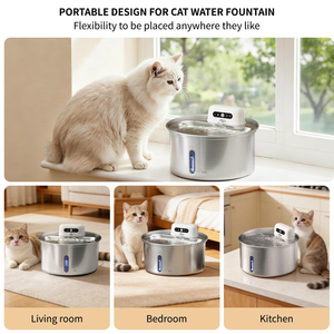 Cat Stainless Steel & Plastic Rechargeable <b>Automatic</b> Waterproof Easy to Clean Pet <b>Water</b> <b>Dispenser</b> - Product Image 6