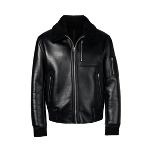 Men's OEM Eco-Friendly Anti-UV Shearling Flying Casual Aviator B3 Flight Winter <b>Sherpa</b> Fur Sheep Skin Bomber Jacket - Product Image 1
