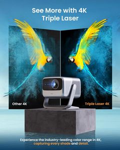 Proyector JMGO N1S PRO 4K UHD con Google TV, Blu-ray 3D, 2250 lúmenes ISO, láser triple para el hogar, DLP N1S PRO 4K UHD, proyector con Google TV N1S - Product Image 4