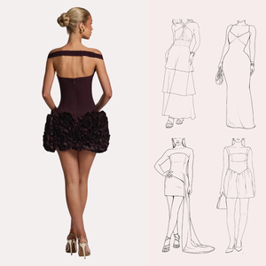 Robes pour femmes sexy et élégantes, <span class=keywords><strong>robe</strong></span> <span class=keywords><strong>moulante</strong></span> à col Bardot avec ourlet à volants floraux, <span class=keywords><strong>décolleté</strong></span> en V profond, fermeture éclair invisible pour les événements - Product Image 3