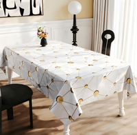 Nappe en PVC géométrique à pois dorés métalliques, de qualité alimentaire, imperméable, pour intérieur, maison, hôtellerie, vente en gros