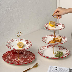 Plateau à fruits multicouche pour la maison, plateau en céramique à double ou triple étage pour l'heure du thé - Product Image 2