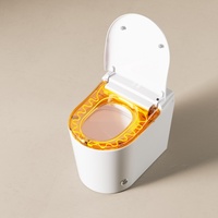 Nouvelle Conception WC Intelligent Monobloc Blanc à Poser au Sol Sans Réservoir avec Cuvette Électrique, Télécommande, Siège Chauffant, Siphon en S et Siphon en P