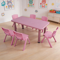 Ensemble Table et Chaise d'Étude pour Enfants en Plastique Coloré Abordable, Idéal pour les Enfants d'âge Préscolaire et les Mobilier de Maternelle