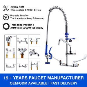 ก๊อกน้ำอุตสาหกรรมเชิงพาณิชย์แบบสองหัวฉีดล้างล่วงหน้าสำหรับครัวโรงแรม พร้อมหัวฉีดแบบดึงลง ชุบโครเมียม สำหรับเครื่องล้างจาน - Product Image 4