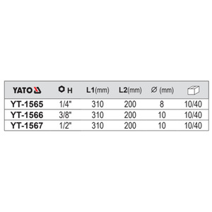 Llave de Tubo con Mango en T Yato de 8-15 mm, Extensible, de Grado Industrial, de Acero al Cromo Vanadio - Product Image 3