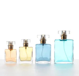 Ücretsiz örnek toptan 20ml 30ml 50ml 100ml temizle kare özel sprey lüks boş cam parfüm şişesi