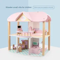 Mainan edukasi dini, mainan edukasi usia dini buatan tangan putri kayu untuk rumah boneka Vila anak-anak Model mainan rakitan rumah