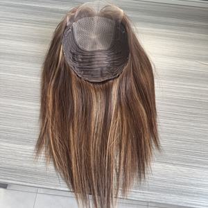 ท็อปเปอร์ผมแบบลูกไม้ด้านหน้าและแบบเย็บด้านหลัง สีน้ำตาลประกายบลอนด์อ่อน <span class=keywords><strong>ผม</strong></span>แท้ 100% จากยุโรป ไม่ผ่านการแปรรูป - Product Image 6