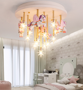 Lampe princesse Pegasus en verre rose, chandelier et luminaire suspendu, <span class=keywords><strong>maison</strong></span> <span class=keywords><strong>de</strong></span> poupée, pour enfant, livraison gratuite - Product Image 1