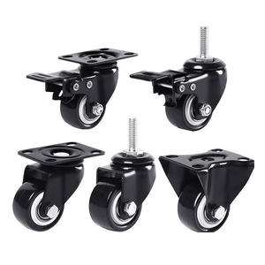 1 Zoll 1,5 Zoll 2 Zoll 2,5 Zoll leichte, kleine, starre, drehbare Rollstuhlrollen aus schwarzem PVC/Polyurethan - Product Image 1