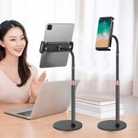 Support de téléphone de bureau en alliage d'aluminium pour commande en gros, réglable en hauteur, pour tablette et PC, idéal pour l'enregistrement, le bureau, l'école et les cadeaux d'affaires