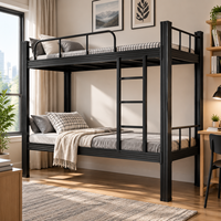 Lit superposé en acier noir de qualité supérieure, lit double sur lit simple, design gain de place, mobilier moderne pour chambre d'enfant et d'adulte, fabrication en usine