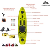 Kayak de pêche démontable pour une personne, fabriqué en Chine, coque en LDPE, longueur 3,3 m, livraison porte-à-porte possible