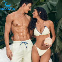 Ensemble de maillots de bain assortis pour couple, imprimé palmiers, bikini avec anneau en O pour femme et short de bain à séchage rapide pour homme, maillot de bain de plage