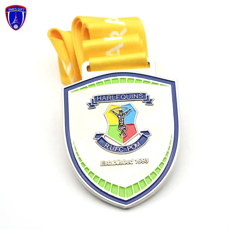 ميدالية ماسوني فضة مخصصة لكرة القدم بتصميم درع
