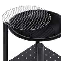 Brasero d'extérieur rond en acier pour bois avec écran anti-étincelles en maille, support à bûches et pique à bois, pour patio et jardin