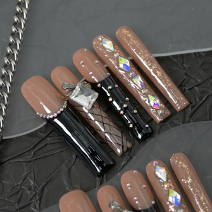 Uñas Postizas de Ataúd Hechas a Mano al por Mayor, 10 Piezas, Reutilizables, Cobertura Completa, Uñas Acrílicas Artificiales Largas, Precio de Fábrica - Product Image 2