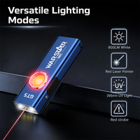 Mini lampe torche porte-clés avec alarme, double interrupteur, torche de poche avec laser rouge, lumière UV, aimant, rechargeable, lumière EDC pour les situations d'urgence
