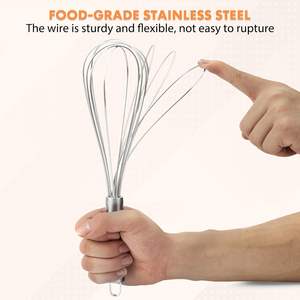 Fouet manuel en acier inoxydable écologique facile à nettoyer, 8'', 10'', 12'', pour usage domestique en cuisine, vente en gros - Product Image 3