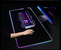 Grand tapis de souris de jeu RGB, surdimensionné, lumineux, avec LED, base en caoutchouc antidérapante, tapis de souris extensible, tapis de clavier, tapis de bureau