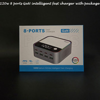 Lampes LED Aura RGB colorées synchronisées avec le son, cubes lumineux, 8 ports, chargeurs intelligents multi-ports GaN 120w
