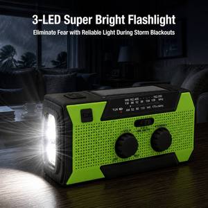 Radio d'urgence portable à manivelle solaire double bande avec lampe de lecture et batterie rechargeable 5000 mAh - Product Image 3