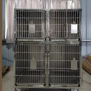 Cage vétérinaire pour animaux de compagnie, cage d'alimentation pour chiens, réservoir d'oxygène, cage vétérinaire en acier inoxydable, soins infirmiers