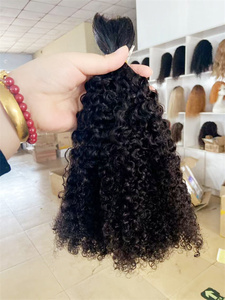 DX348, productos para el cabello baratos al por mayor, cabello trenzado a granel, sin trama, virgen, indio, <span class=keywords><strong>afro</strong></span>, rizado, cabello humano a granel, color natural - Product Image 5