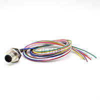 Connecteur M12 8 broches A-codé mâle à montage arrière avec câble 24AWG