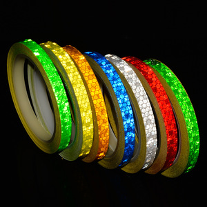 Haute visibilité 1cm PVC réfléchissant vinyle <span class=keywords><strong>roue</strong></span> autocollant hologramme <span class=keywords><strong>bande</strong></span> réfléchissante avertissement de sécurité amélioré but <span class=keywords><strong>bande</strong></span> réfléchissante - Product Image 3