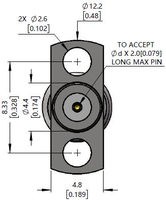 Conector SMA Hembra de 2 Orificios Desmontable con Brida, Diámetro de Brida de 0.48in, Espaciado entre Orificios de 0.328in, DC-27GHz con Aislador de Microondas