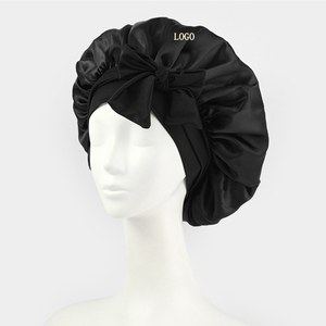 <span class=keywords><strong>Bonnet</strong></span> personnalisé avec logo, faible MOQ, avec bande à nouer, en satin doux double couche pour le soin des <span class=keywords><strong>cheveux</strong></span>, <span class=keywords><strong>bonnet</strong></span> de nuit soyeux pour femme, chapeau tressé violet - Product Image 4