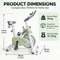 Vélo de spinning d'intérieur, poids maximal de l'utilisateur 150 kg, 96x55x115 cm, résistance réglable, écran LCD, vélo d'exercice cardio pour la maison