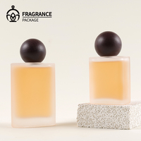 Flacon de parfum en verre givré carré plat de 50 ml avec boîte pour emballage cadeau, impression de logo personnalisée de luxe