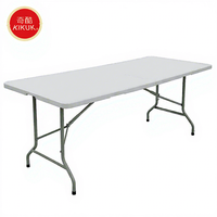 Table à manger pliante rectangulaire portable en plastique super blanche moderne pour usage intérieur/extérieur, hôtels et villas