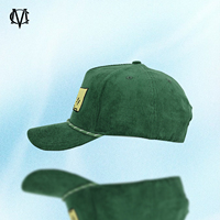 Topi Baseball Snapback 5-Panel Sporty Dobby Dot Terstruktur Warna Hijau untuk Dewasa, Logo Bordir, Tali Korduroi - untuk Penggunaan Luar Ruangan