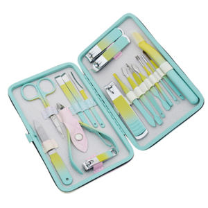 Ensemble de manucure vert dégradé 9 pièces ensemble de coupe-ongles outils de pédicure coupe-ongles Kit de soins personnels outils de beauté <span class=keywords><strong>sans</strong></span> sac à <span class=keywords><strong>fermeture</strong></span> éclair - Product Image 6