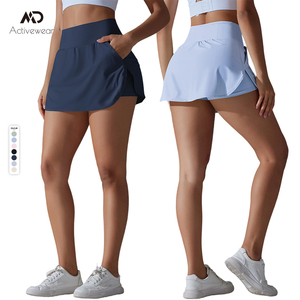 时尚双层二合一跑步瑜伽短裤休闲高腰宽松锻炼女性运动短裤瑜伽穿网球裙 - Product Image 1