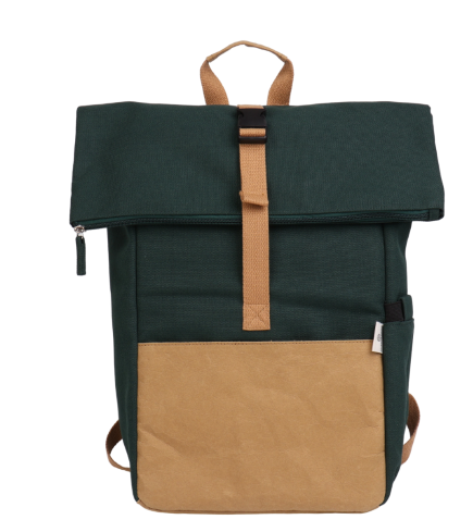 Eco-Friendly Recycled Cotton & Kraft Paper Backpack with Laptop Compartment Travel Rucksack